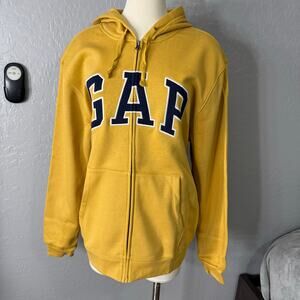 Gap Mens Relaxed Gap Logo Zip Hoodie, Yellow, L, 683050